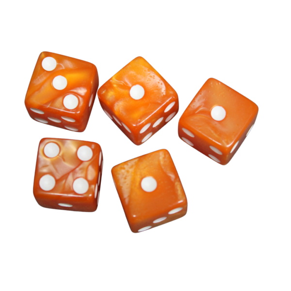 Tangy Orange 16 mm D6 Dice Roll Playing Dices with White Dots