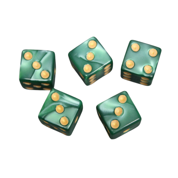 Turquoise Blue 16 mm D6 Dice Roll Playing Dices with Yellow Dots