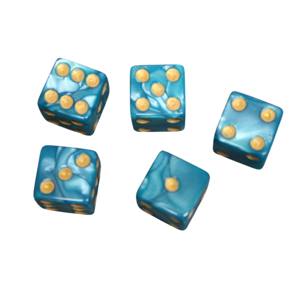 Light Blue 16 mm D6 Dice Roll Playing Dices with Yellow Dots