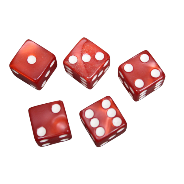 Scarlet Red 16 mm D6 Dice Roll Playing Dices with White Dots