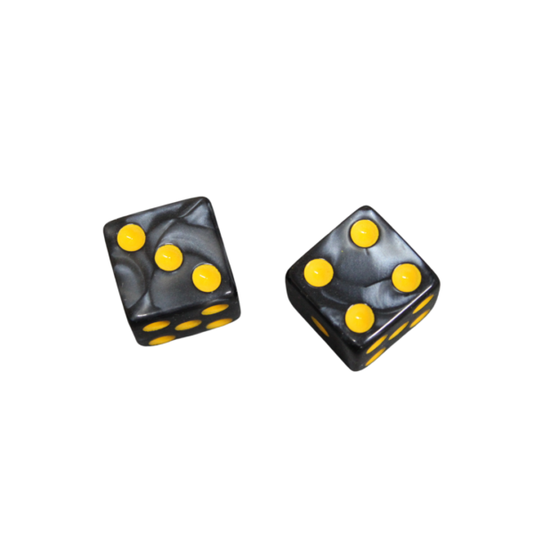 Onyx Black 16 mm D6 Dice Roll Playing Dices with Yellow Dots - Image 2