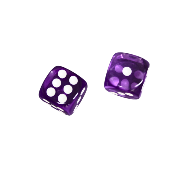 Translucent Purple 14 mm D6 Roll Playing Game Dices with White Dots - Image 2