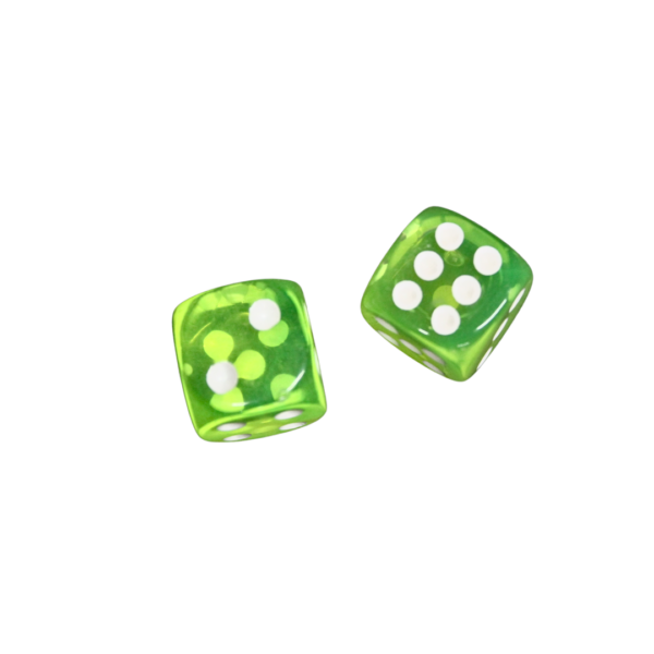 Translucent Green 14 mm D6 Roll Playing Game Dices with White Dots - Image 2
