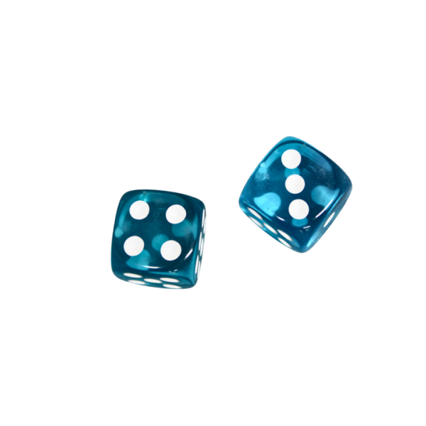 Translucent Light Blue 14 mm D6 Roll Playing Game Dices with White Dots - Image 2