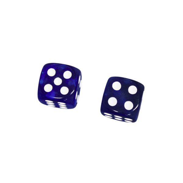 Translucent Dark Blue 14 mm D6 Roll Playing Game Dices with White Dots - Image 2