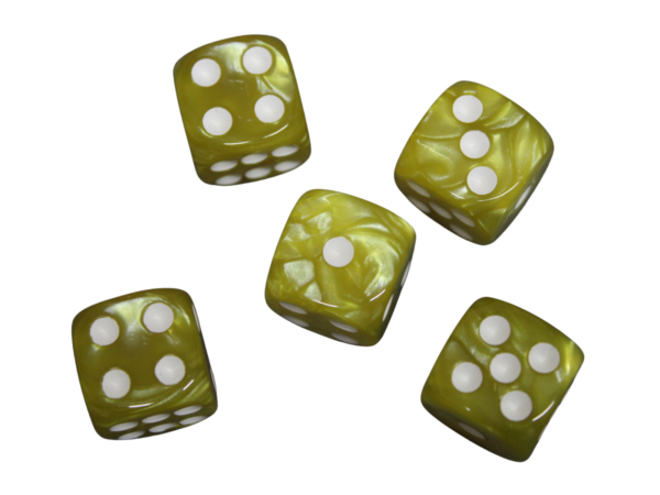 Medallion Yellow Rounded Marble Effect 16 mm D6 Dice Roll Playing Dices with White Dots