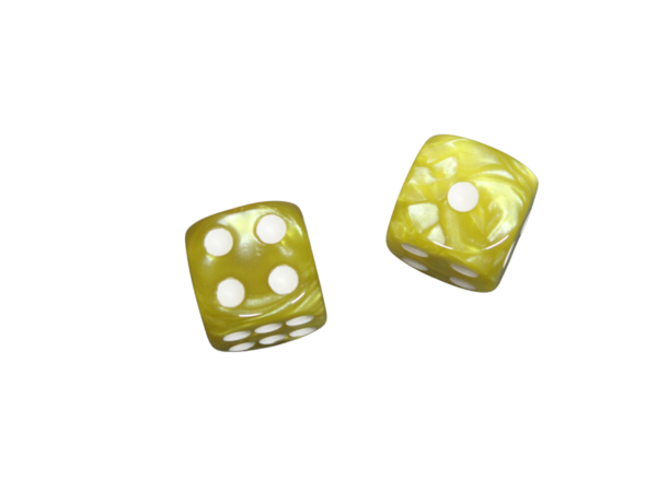 Medallion Yellow Rounded Marble Effect 16 mm D6 Dice Roll Playing Dices with White Dots - Image 2