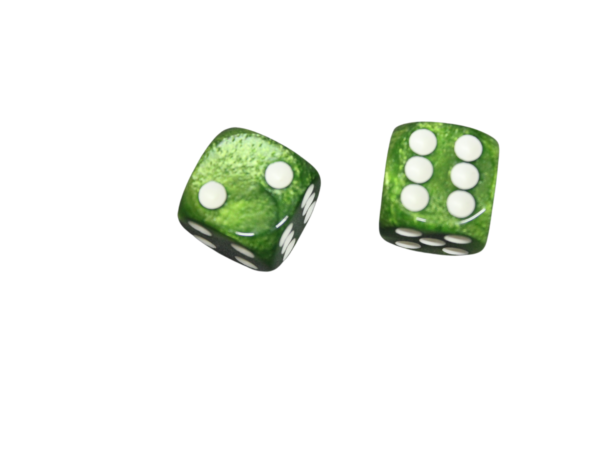 Olive Green Rounded Marble Effect 16 mm D6 Dice Roll Playing Dices with White Dots - Image 2
