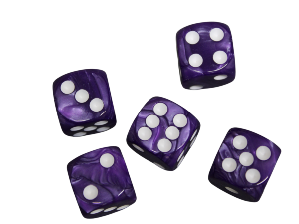 Wine Purple Rounded Marble Effect 16 mm D6 Dice Roll Playing Dices with White Dots