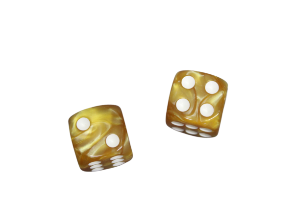 Sunset Gold Rounded Marble Effect 16 mm D6 Dice Roll Playing Dices with White Dots - Image 2