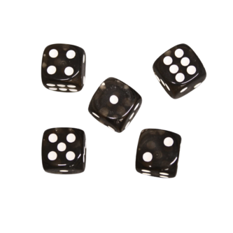 Translucent Black 14 mm D6 Roll Playing Game Dices with White Dots